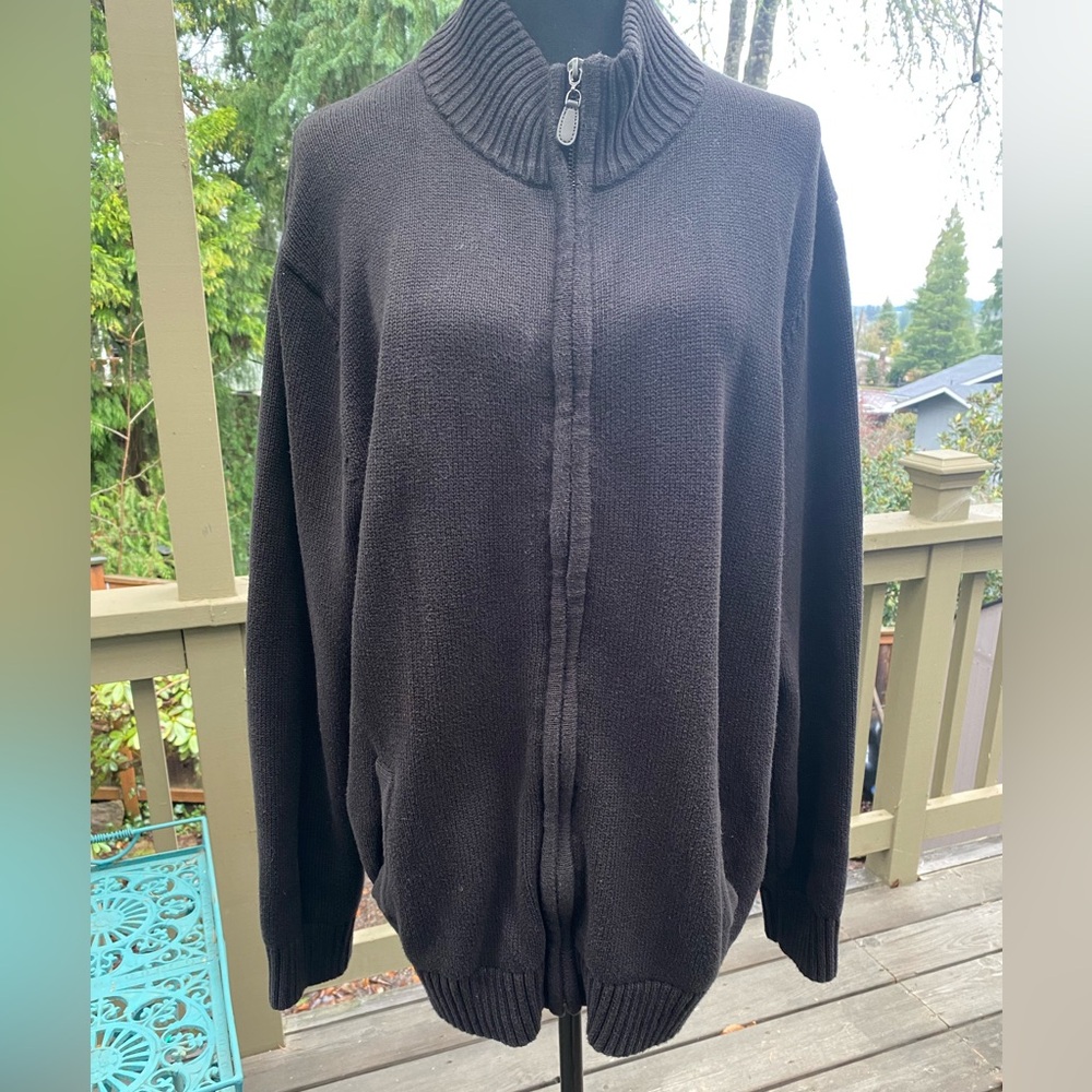 LLBean mockneck 100%cotton zip up sweater XL